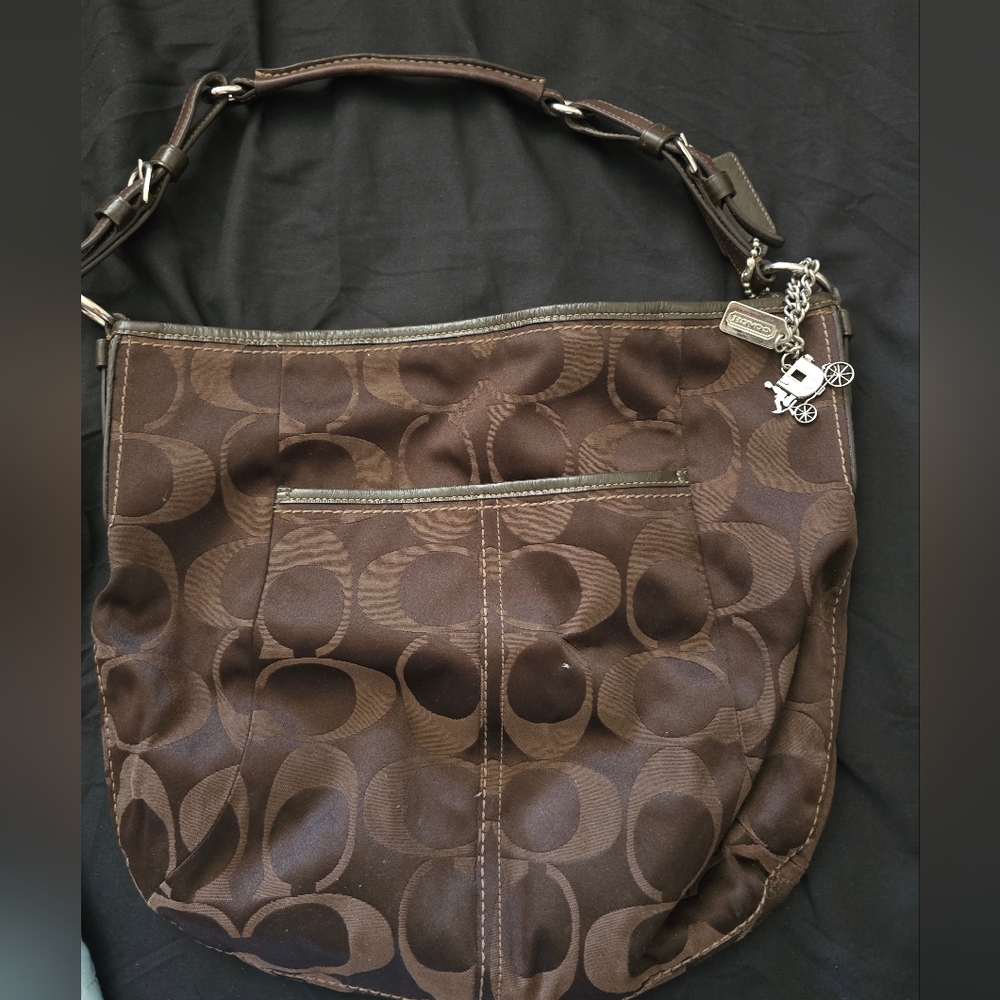 Coach Dark Brown Signature Shoulder Bag